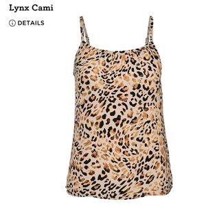 CAbi Lynx Tan and Black Ruched Camisole Top